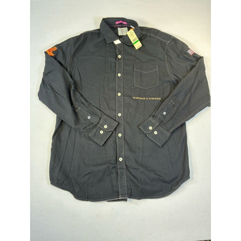 Tommy‎ Bahama Sparkman & Stephens Black Twill Shirt Mens L NWT Yachting Sailboat